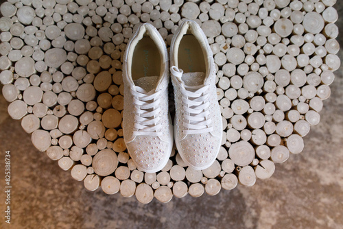 Sparkly wedding tennis shoes photo