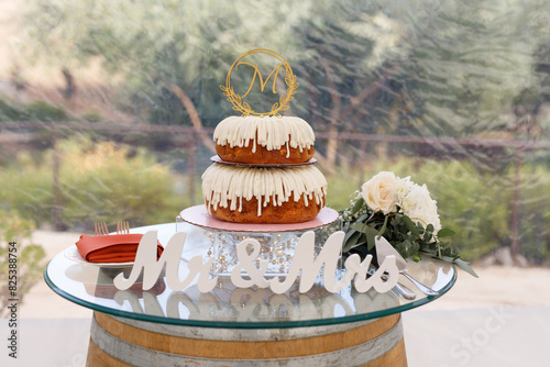 Two tier bundt wedding cake