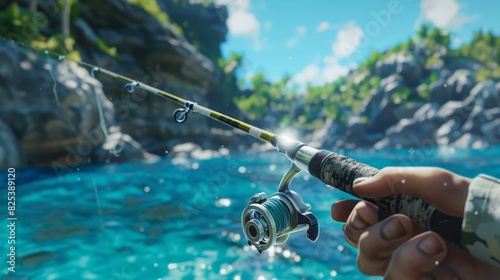 A user customizing their fishing rod with special attachments to catch specific particles. photo