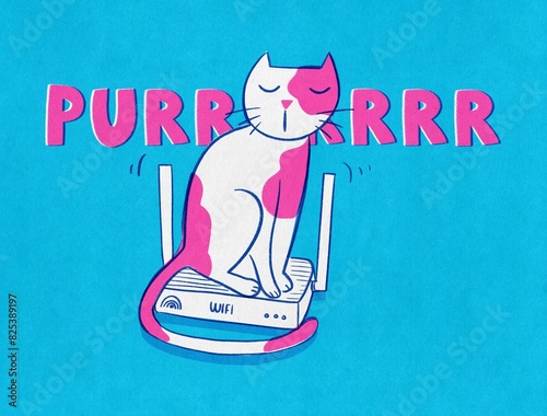 Cat sleeping on Wireless internet Router