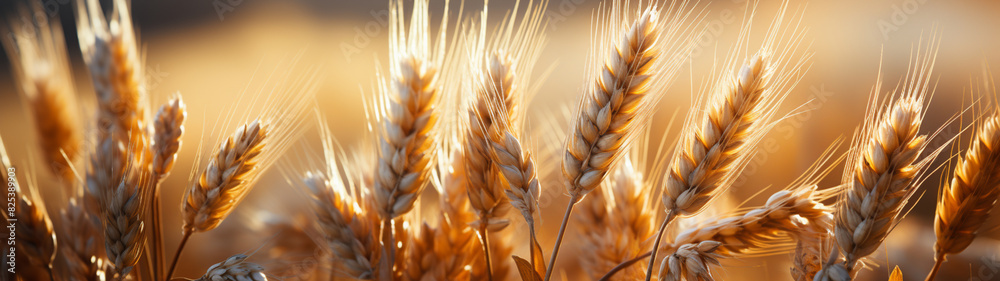 Luminous grains: fascinating sun rays in the wheat fields. Luminous grains: fascinating sun rays in the wheat fields.