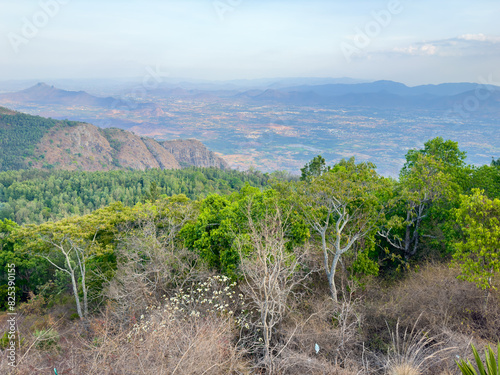 Beautiful landscape of the plains and the salem city from a Pagoda Point in Yercaud, Tamil Nadu
