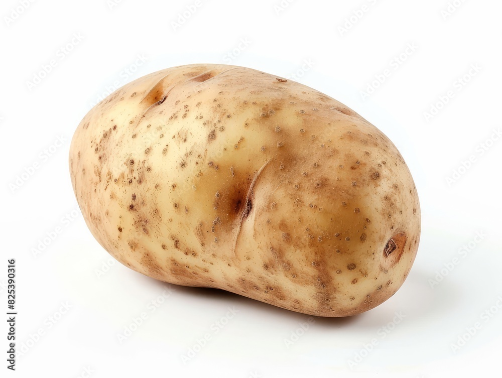 Solo Spud: A Potato Standing Alone on a White Background Solo Spud: A Potato Standing Alone on a White Background