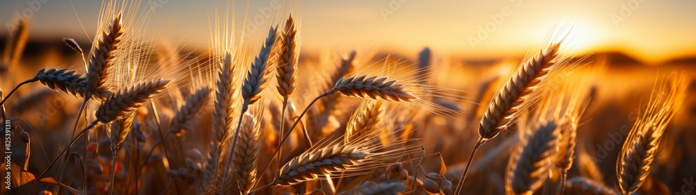 Luminous grains: fascinating sun rays in the wheat fields. Luminous grains: fascinating sun rays in the wheat fields.