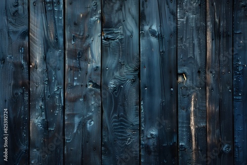 A closeup of an old wooden door, painted in shades of teal and brown, showcasing the texture of wood with visible cracks between planks 