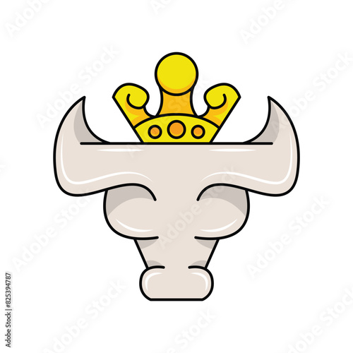 bull logo with a crown on top. solid color style,