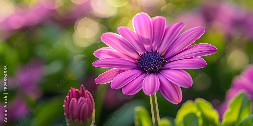 Beautiful purple daisy flower and bokeh background with copy space Beautiful purple daisy flower and bokeh background with copy space