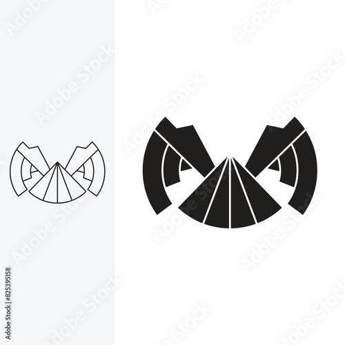 winged mountain logo, with wings forming the letter m, logo design template sign. monoline style and silhouette stylish.