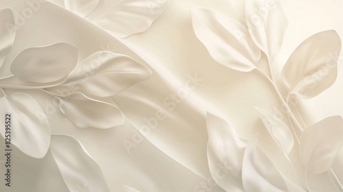 Beige and white abstract background with flowing lines and soft wave patterns creating a subtle texture effect. Background with copy space.