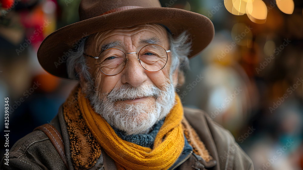 Smiling Senior Man Wearing a Hat and Scarf Smiling Senior Man Wearing a Hat and Scarf