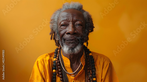 Portrait of an Elderly Woman with a Yellow Background