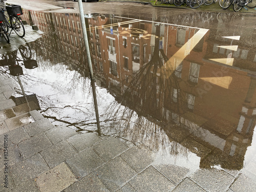 flooded street in Amsterdam photo