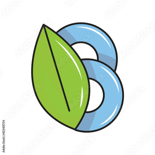 letter b forms a unique green surfboard visualization, logo design simple modern. solid color style,