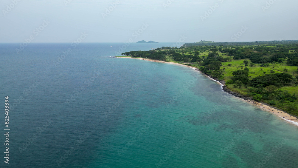 Aerial view from the governor beach at Sao Tome.