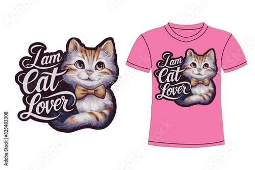 I am cat lover t shirt design