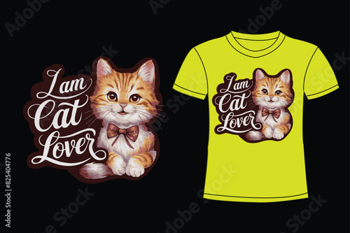 I am cat lover t shirt design
