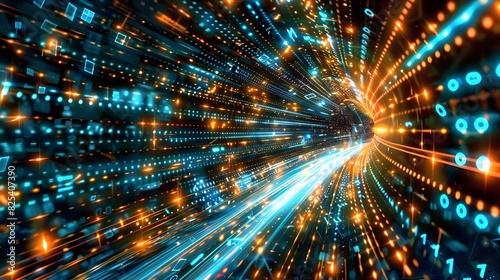 High-speed blur zoom effect, neon color motion on a speedway, abstract speed light effect path fast-moving neon effect path future futuristic technology background virtual reality curve neon motion.