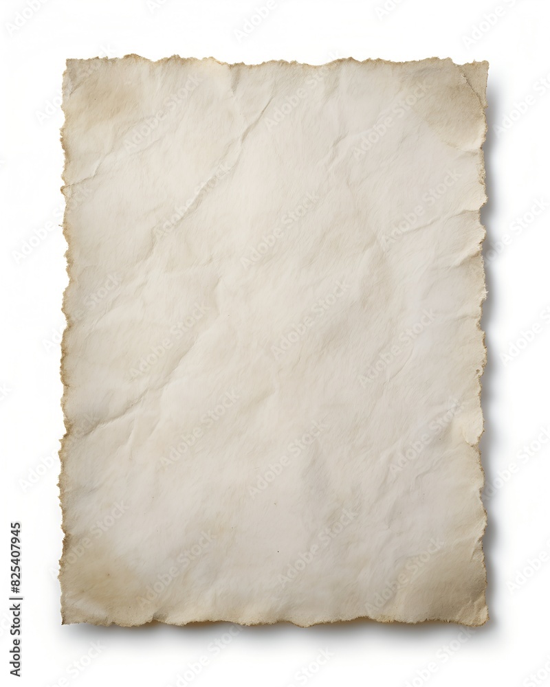 old white paper, white background, copy space