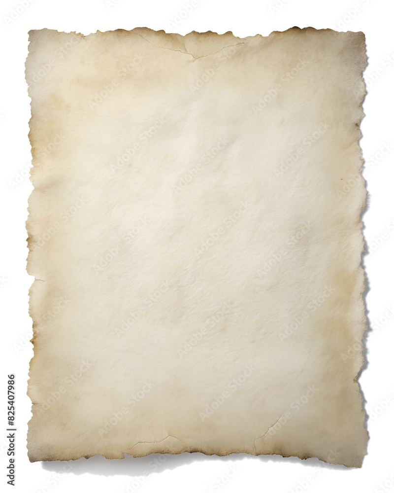 old white paper, white background, copy space old white paper, white background, copy space