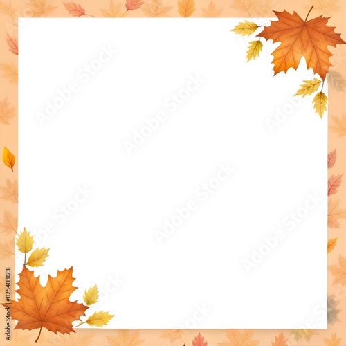 Blank-white note page paper with a very thin  close to the paper edge  autumn theme border  shades of strong white tones. Cartoon-comic style 