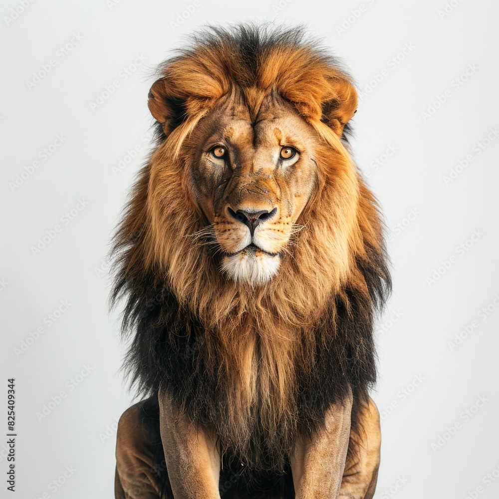 Fototapeta premium Lion Sitting on Top of Wooden Chair