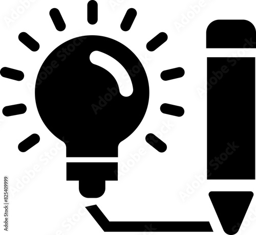 creative idea icon, pencil lightbulb logo, light inspiration concept, innovation, thin symbol on white background stock vector