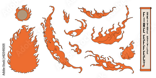浮世絵風　炎のエフェクトセット。