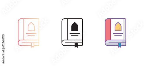 Quran icon design with white background stock illustration