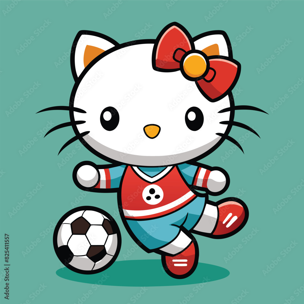 Cats are playing ball with a simple cartoon style and mascot concept Cats are playing ball with a simple cartoon style and mascot concept