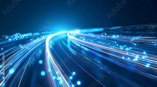 Abstract technology background of high speed global data transfer, ultra fast broadband and connection, digital cyber tech motion