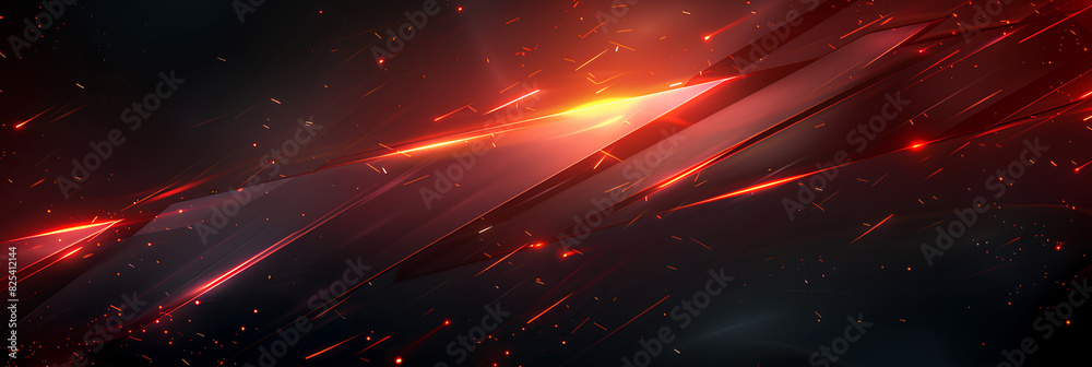 Fototapeta premium Dark grey black abstract background with red glowing lines design for social media post, business, advertising event. Modern technology innovation concept background