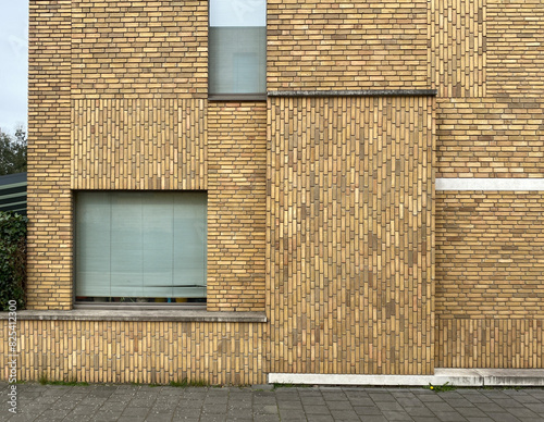 playful brick wall of modern house photo