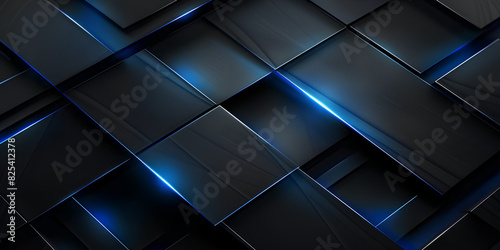 Dark grey black abstract background with blue glowing lines design for social media post  business  advertising event. Modern technology innovation concept background