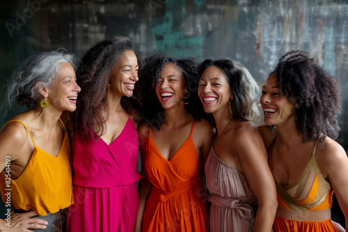 Group portrait of beautiful mature diverse women smiling