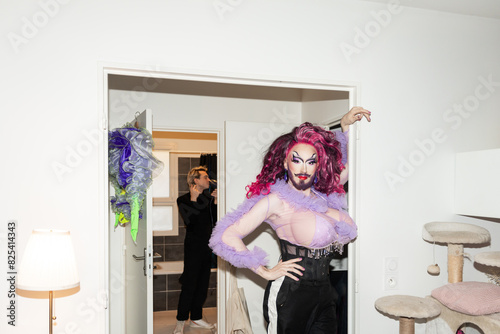 Portrait Of A Drag Queen Artist At Home. photo