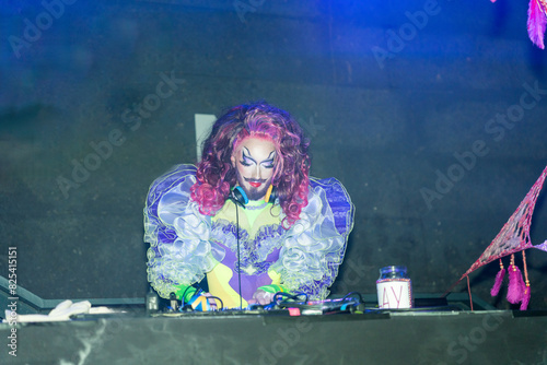 LGBT DJ Making Music On Set. photo