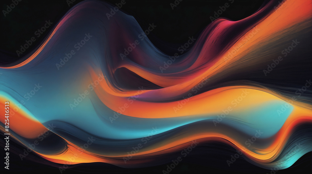Obraz premium fluid abstract illustration with vibrant orange blue tones for wallpaper and digital backgrounds.