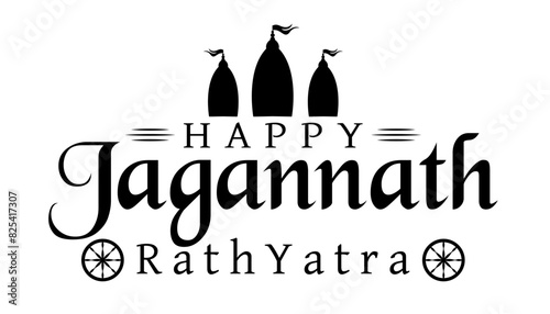 Happy Rath Yatra of lord jagannath hindu festival vector illustration.