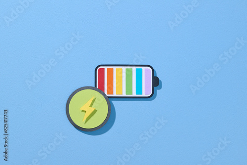 battery power level isolated icon paper cut style photo