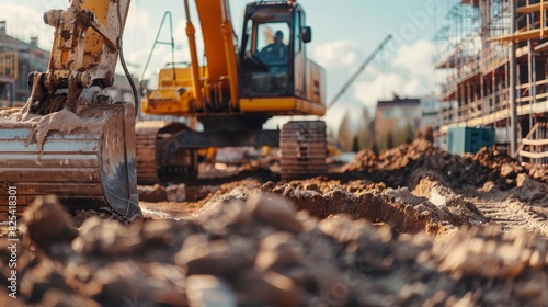 A Construction Excavator in Close-Up photo