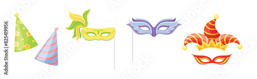 Carnival Mask and Head Accessory for Festive Party Celebration Vector Set