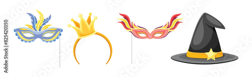 Carnival Mask and Head Accessory for Festive Party Celebration Vector Set