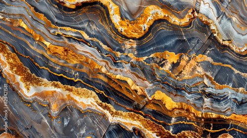 Cross section of rock with golden vein  abstract pattern background