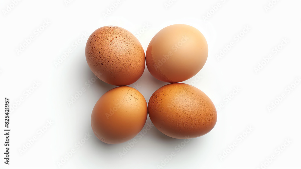 Overhead View of Brown Eggs Isolated on White Background Overhead View of Brown Eggs Isolated on White Background