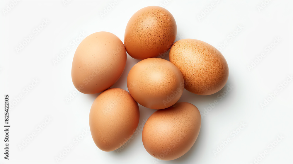 Overhead View of Brown Eggs Isolated on White Background Overhead View of Brown Eggs Isolated on White Background