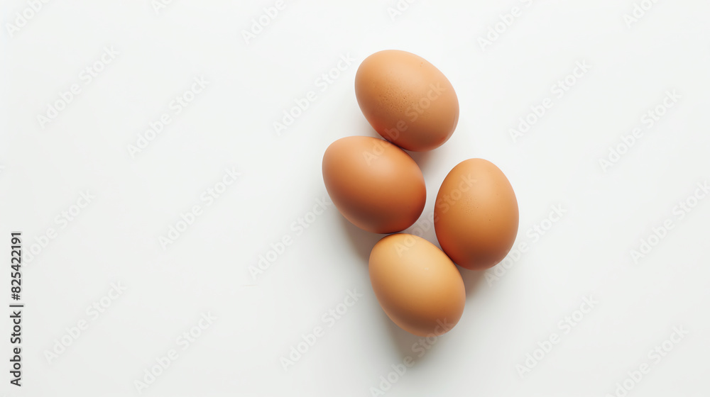 Overhead View of Brown Eggs Isolated on White Background Overhead View of Brown Eggs Isolated on White Background