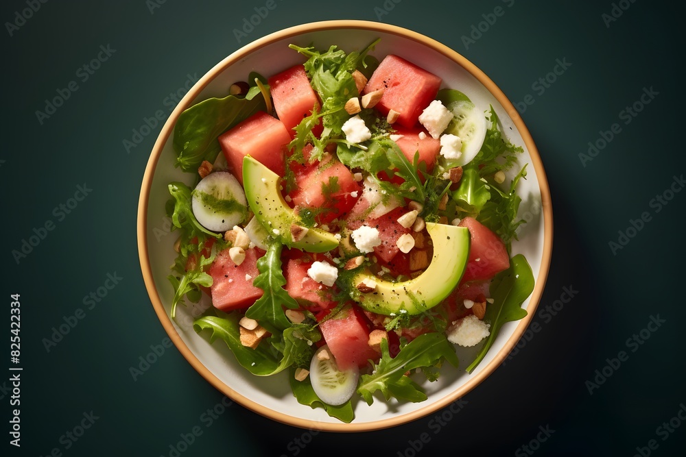 Fresh watermelon and feta salad with arugula and mint. Fresh watermelon and feta salad with arugula and mint.