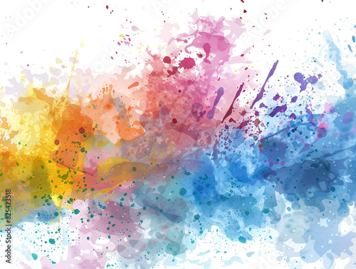 Watercolor-style abstract background with splashes of vibrant colors