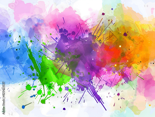 Watercolor-style abstract background with splashes of vibrant colors