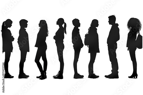 silhouette group of people isolated on transparent background - design element PNG cutout collection 